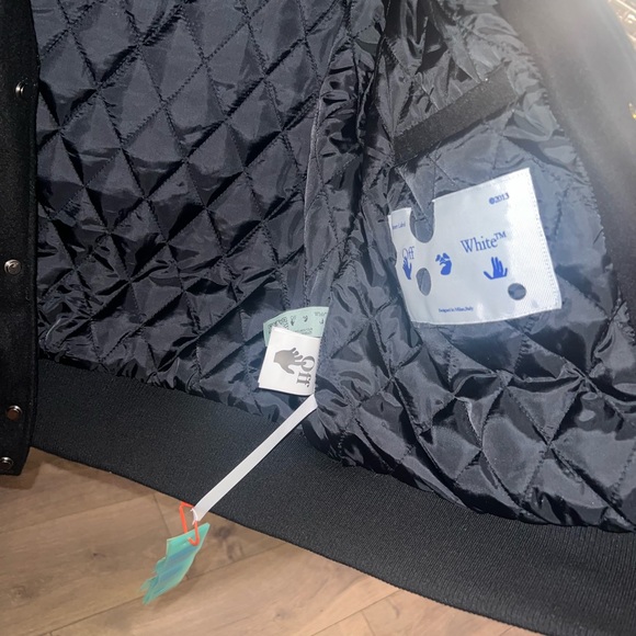 OFF-WHITE C/O VIRGIL ABLOH VARSITY JACKET - BLACK/YELLOW - Picture 3 of 7